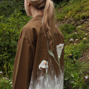 “For Hera” Painted Calla Lily Worker’s Jacket - CheapPaints