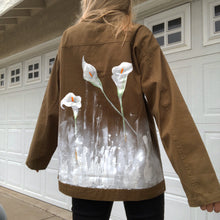Load image into Gallery viewer, “For Hera” Painted Calla Lily Worker’s Jacket - CheapPaints
