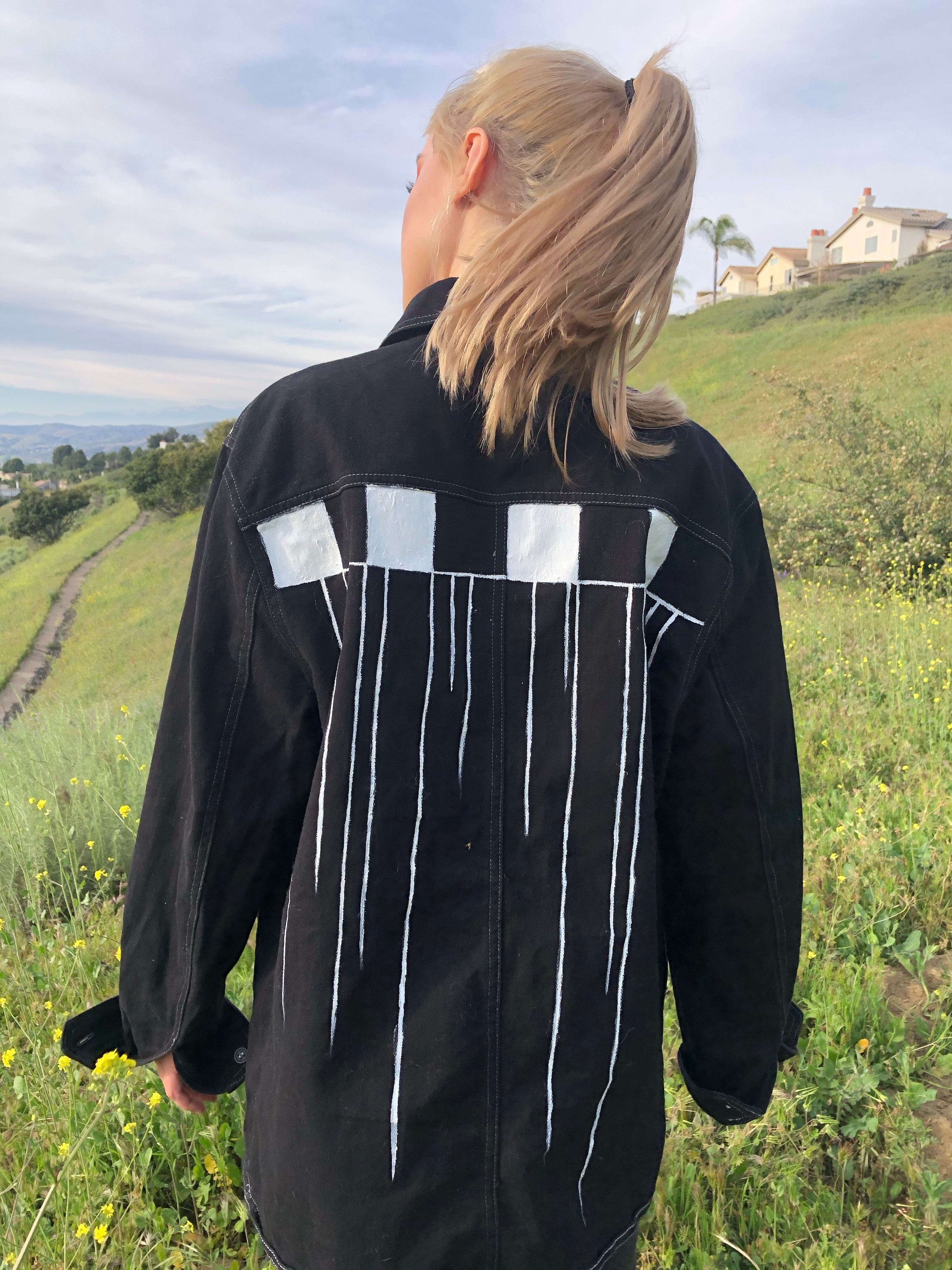 Checkered Jacket "Checks In Line” // Longline Work Coat - CheapPaints